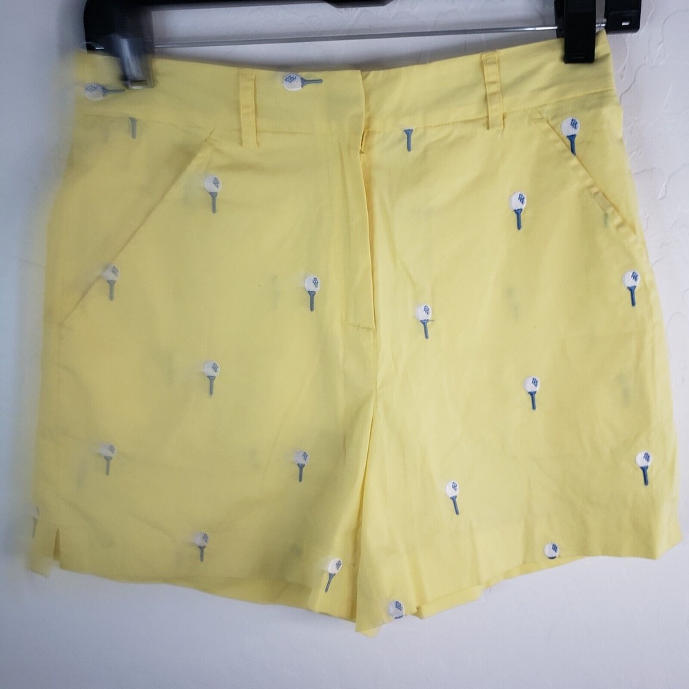 Lilly Pulitzer‎ 26x5 Golf Shorts Women's Size 2 Yellow Embroidered Slash Pockets